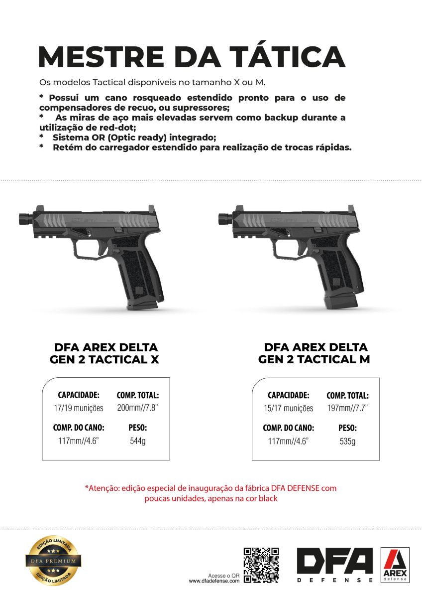 Pistola Arex Delta Gen 2 Tatical Calibre 9MM Tamanhos M E X Na Arma