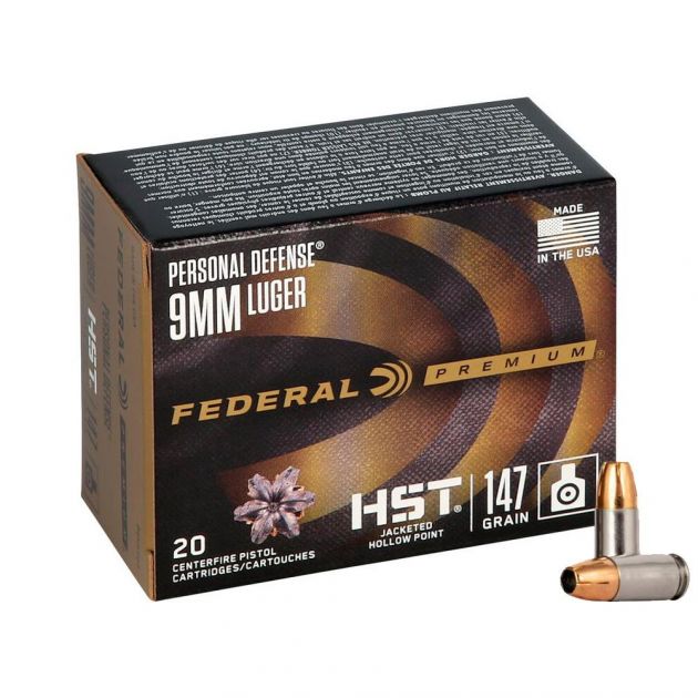 MUNIÇÃO FEDERAL CAL .9MM LUGER 147GR HST JHP CX 20