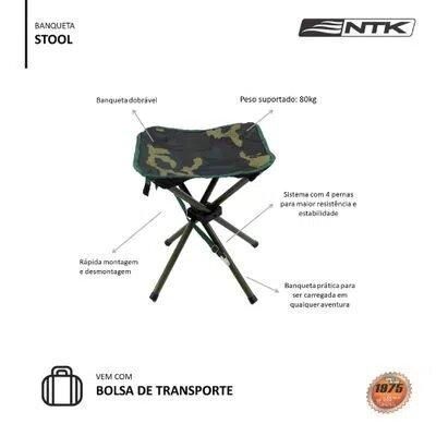 Banqueta Stool NTK dobrável e suporta até 80kg Camuflado - Imagem 3
