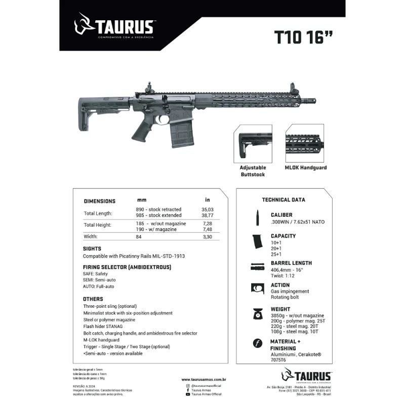 FUZIL T10 – 16” Calibre 7.62 e .308 WIN MLOK - Imagem 4