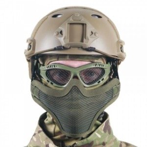 Kit Mascara meia face e &Oacute;culos Telado Airsoft - Verde