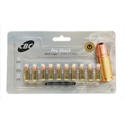 Munição CBC 380 AUTO EXPO+P 95GR PRO SHOCK Blister Cartela - 10un