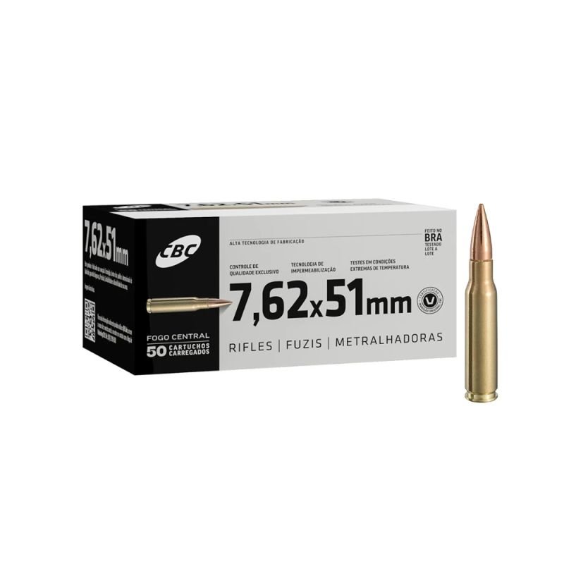 Munição CBC 7,62x51Comum M80 144gr - 50un