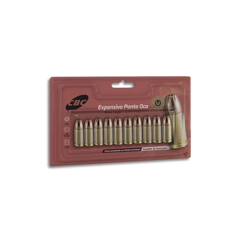 Munição CBC 9mm Luger EXPO 115gr  Blister Cartela - 100un - Imagem 3