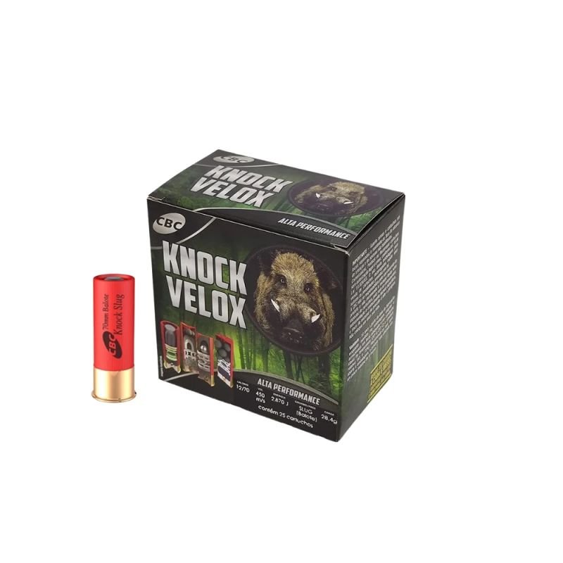 Munição CBC Calibre 12 Câmara 70mm Balote Knock Slug - KNOCK VELOX - 25un