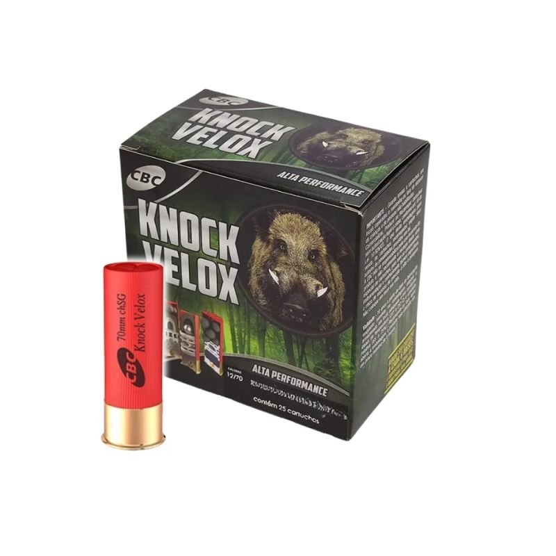Munição CBC Calibre 12 Câmara 70mm Chumbo SG - KNOCK VELOX - 25UN