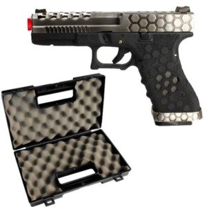 Pistola Airsoft GBB Glock AW G17 Green Gas Chromo Blowback Case