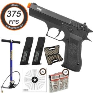 Pistola de Press&atilde;o PCP KWC modelo P45 Cal 4,5mm Full Metal com Boma PCP Rossi