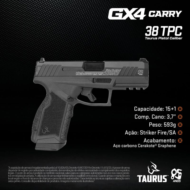 Pistola GX4 Carry Graphene Calibre 38TPC - Edição 85 Anos Limitada - Imagem 2