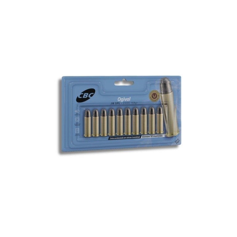 Produto 38 SPL CBC em cartela para guia editorial de compra legal