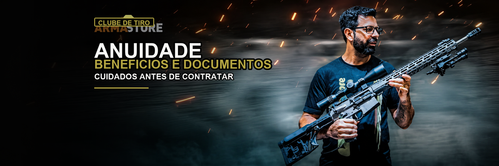 Banner editorial Arma Store para Anuidade Clube de Tiro: benefícios e documentos