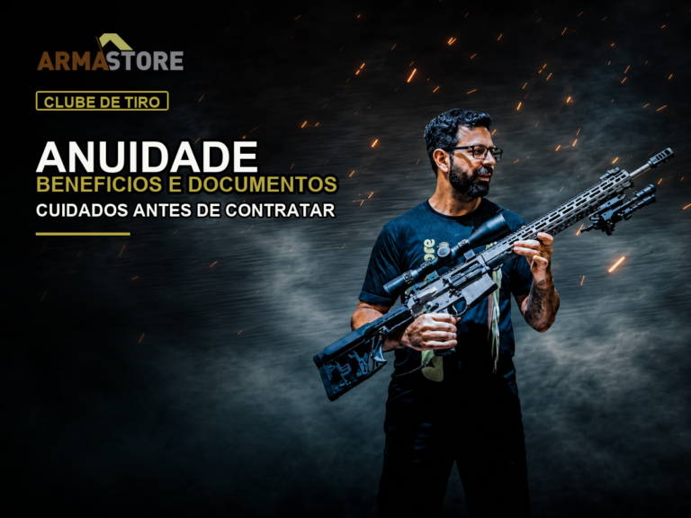 Capa editorial Arma Store para Anuidade Clube de Tiro: benefícios e documentos