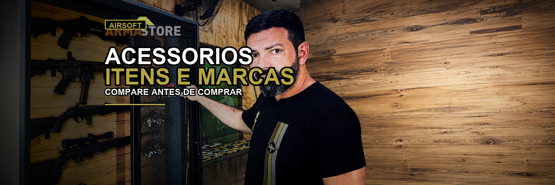 Banner editorial Arma Store para Acessórios para Airsoft: como comparar itens e marcas